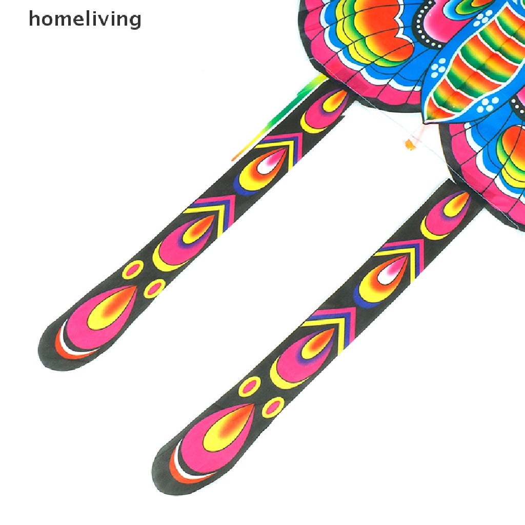1 Bộ Diều Đuôi Dài 90 * 50cm In Hình Bướm Có Tay Cầm