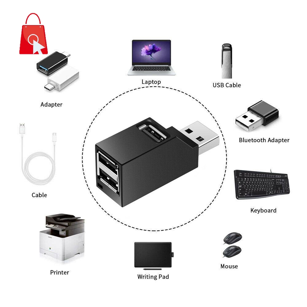 Hub chia 3 cổng USB 2.0 tốc độ cao dành cho Pc/Laptop