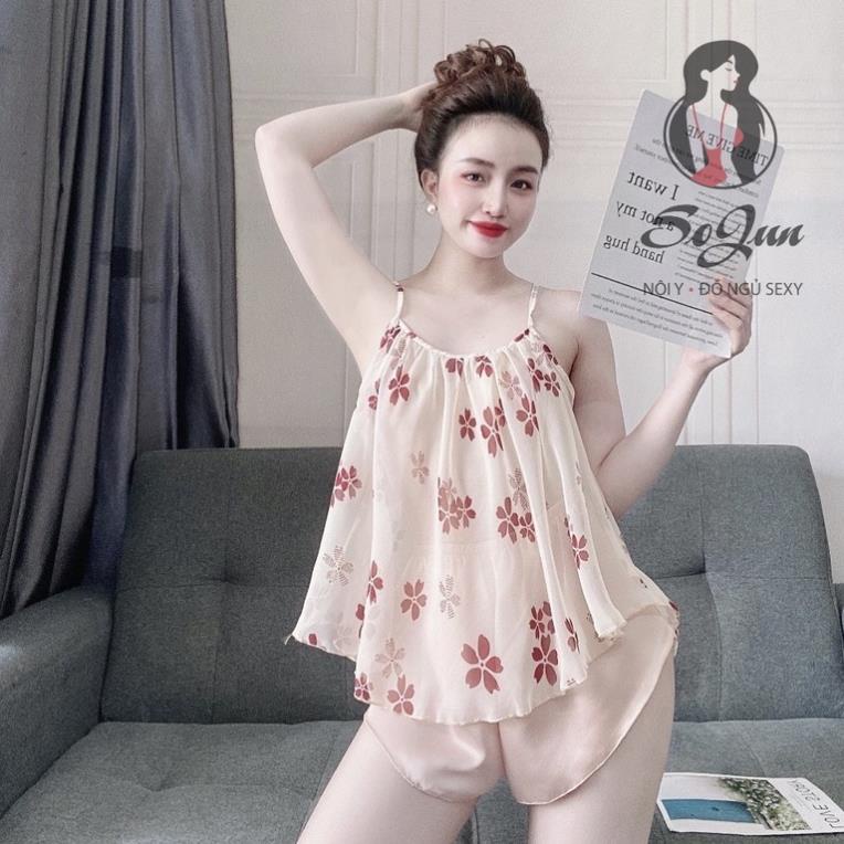 Đồ Ngủ Sexy Nữ,  Bộ Yếm Voan Tơ  Sexy Satin Phối Voan 40<65kg | BigBuy360 - bigbuy360.vn