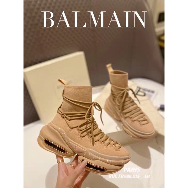 Giày thể thao nữ cổ cao mẫu mới có 2 màu thương hiệu Balmain cao cấp