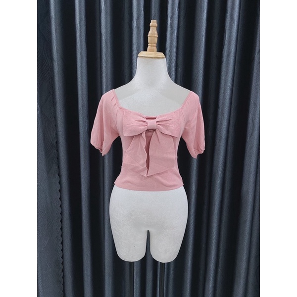 Áo crotop len nơ ngực