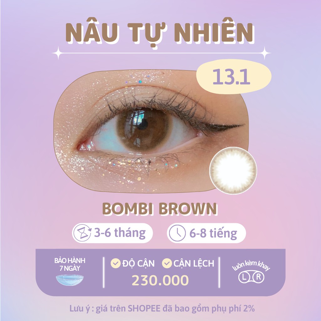 [Mã SKAMSALE8 giảm 10% đơn từ 200K] Kính áp tròng BOMBI BROWN-CODE COLLIN BROWN Made in Korea (Hsd 3-6 tháng)