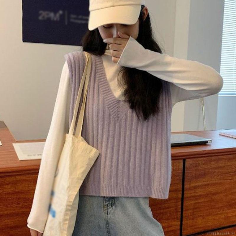 Áo Khoác Dệt Kim Sát Nách Phối Ren Thời Trang Mùa Thu Hàn Quốc Cho Nữ | BigBuy360 - bigbuy360.vn