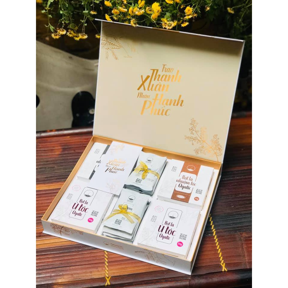 COMBO HỘP QUÀ TẶNG ( 4 HỘP NHUỘM + TẶNG THÊM 4 GÓI LÁ THƠM ).