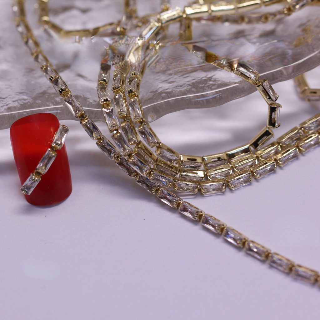 Dây Chuyền Đá Zircon Lấp Lánh Thời Trang Cho Nữ|Phụ Kiện Trang Trí Móng Tay Nghệ Thuật DIY Charms