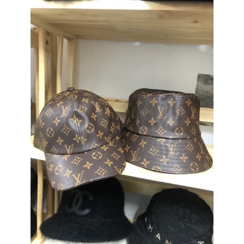 Combo Mũ vành, Mũ lưỡi trai da LV ( kèm ảnh shop chụp)