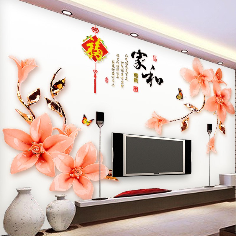 Decal dán tường⚡️𝐅𝐑𝐄𝐄 𝐒𝐇𝐈𝐏⚡️ Decal Ly cam 3D cỡ lớn - PVC chống thấm nước, keo siêu dính