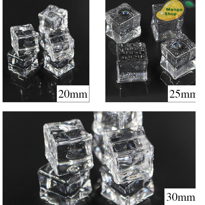 Set 3 viên đá lạnh bằng nhựa phụ kiện decor chụp ảnh