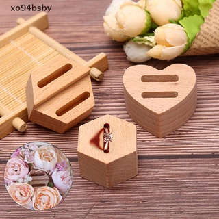 xo94bsby Wooden Hexagon heart-shaped Ring Display Stand Couples Rings Jewelry Holder Gift VN
