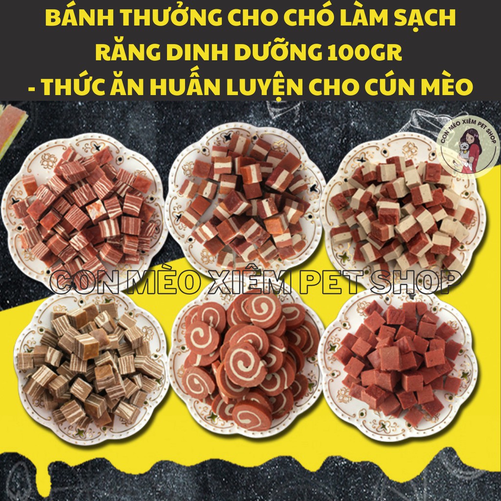 ( Bb221 ) Bánh cho chó làm sạch răng dinh dưỡng 100gr - Thức ăn bánh thưởng huấn luyện tăng cân cho cún mèo Con Mèo Xiêm