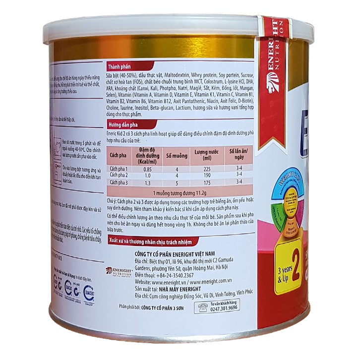 [XẢ KHO] Sữa Eneric Kid 2 700g | Chính Hãng Eneright Nutrition Date TH10 Năm 2021