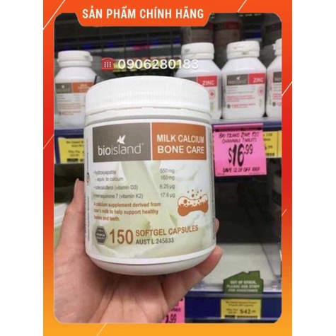 Bio Island Milk Calcium Bone Care 150 viên Canxi sữa hữu cơ shopnguyenanh88