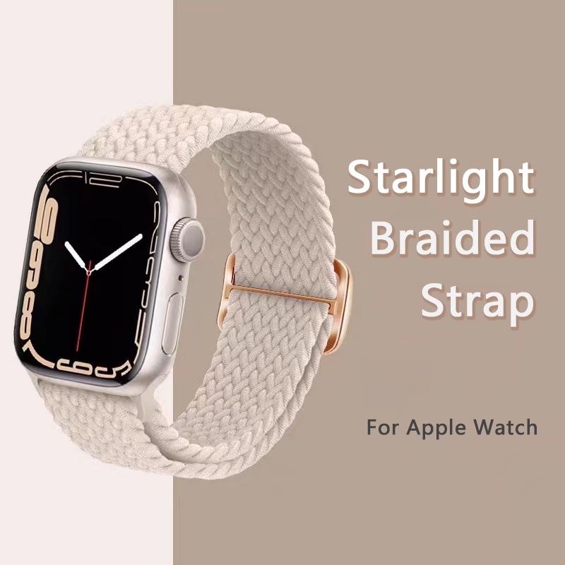 dây đeo Apple Watch Nylon bện Có thể điều chỉnh Khóa trượt Ánh sao cầu vồng Thống nhất đen Dệt iWatch 7 6 5 4 3 2 1 SE 45mm 41mm 44mm 42mm 40mm 38mm