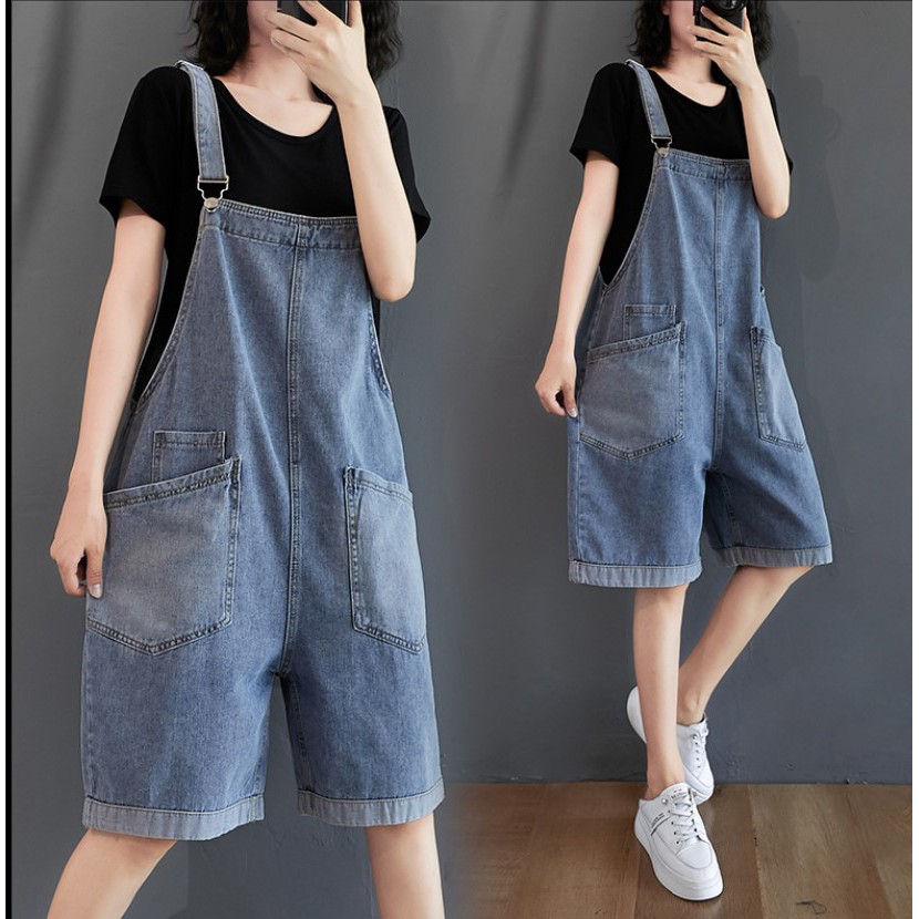 A94 Yếm big size freesize yếm short thời trang thiết kế túi trước cá tính khỏe khoắn