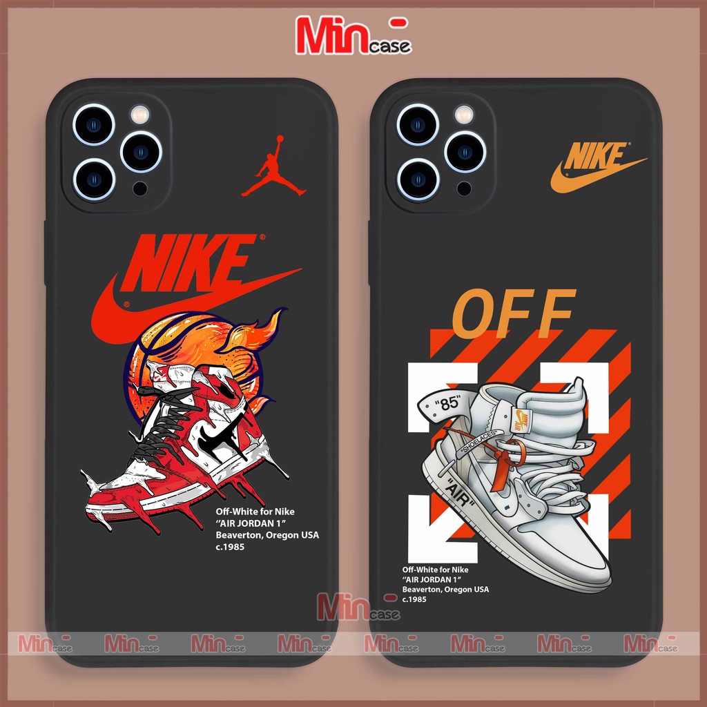 Ốp lưng điện thoại iPhone Nike cạnh viền vuông silicon dẻo bảo vệ camera ip 6/6s/7/8/X/XS/XR/11/12/13/14 Pro Plus Max