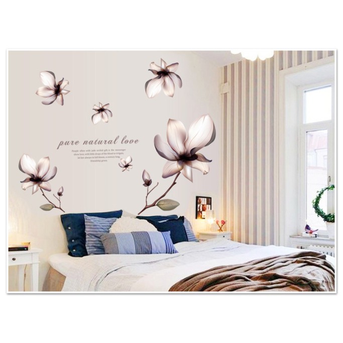 decal trang trí những đóa hoa trắng ( Kèm Video thật )