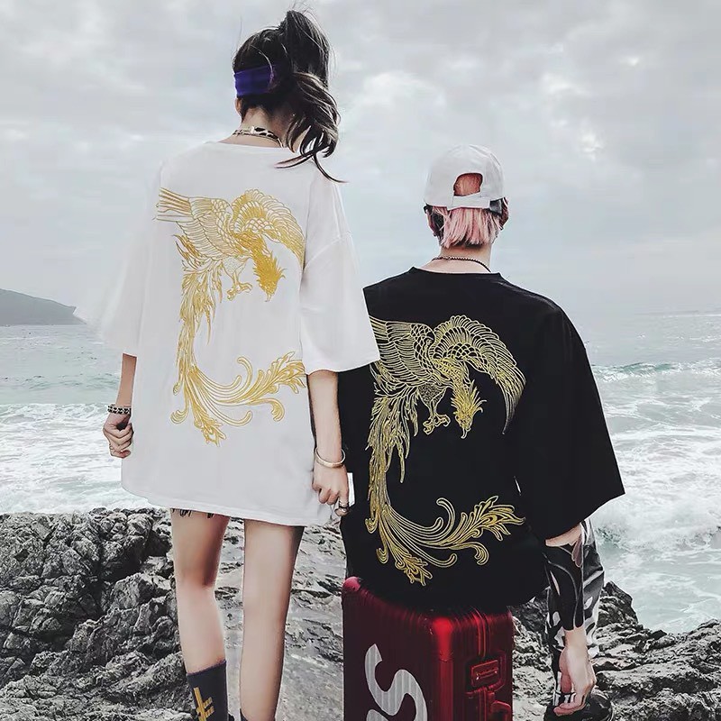 Áo Thun Nữ Unisex Phom Rộng Tay Lỡ Chim Phượng Hoàng Cá Tính EVA AO 10255
