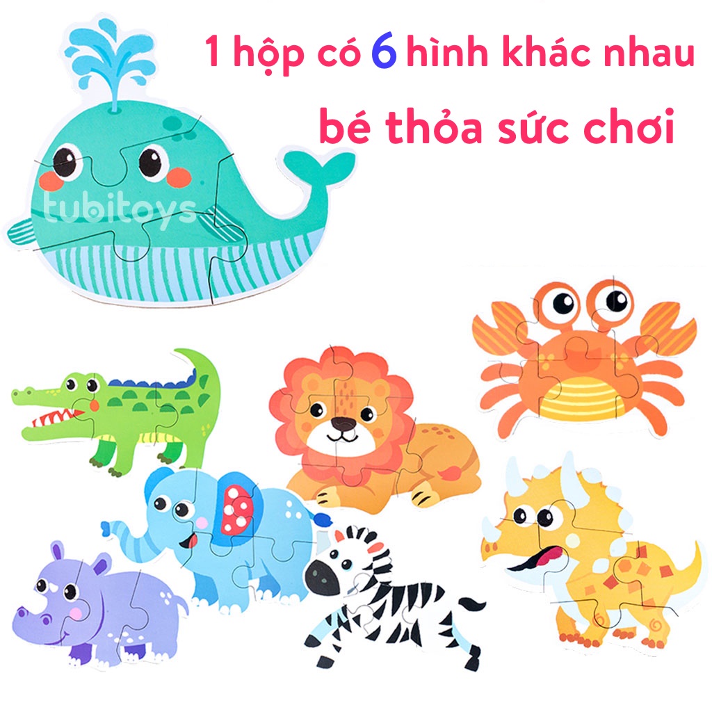 Đồ chơi xếp hình puzzle ghép hình 3-6 mảnh to hộp thiếc đẹp cho bé tập ghép ETOYS