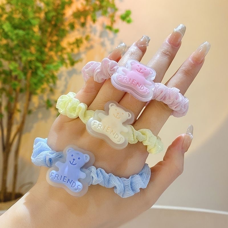 ✨✨Dây Buộc Tóc Xếp Ly Họa Tiết Gấu Dễ Thương Cho Nữ Sinh