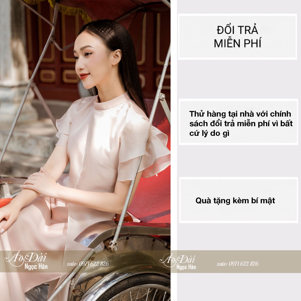 Áo Dài Cách Tân Nữ Vai Bồng Tà Xẻ Cao Cấp A43