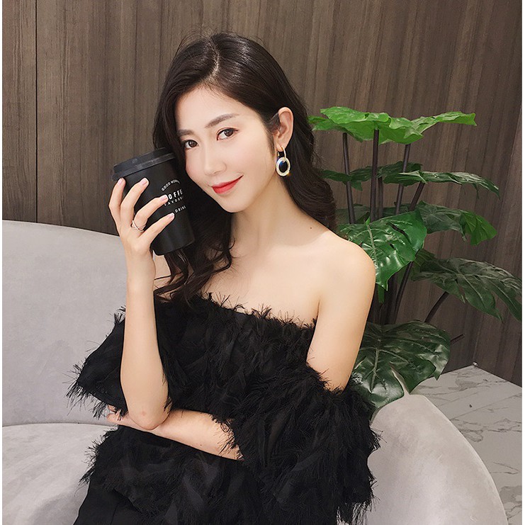 Bông tai đính đá toàn bộ vòng tròn kép cực sang chảnh BT57