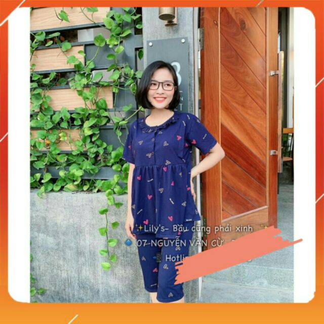 [XẢ HÀNG] Bộ Đồ Bầu Lửng Mặc Sau Sinh Cho Con Ti, Cổ Bèo Siêu Đẹp, Chất Thoáng, Size Rộng