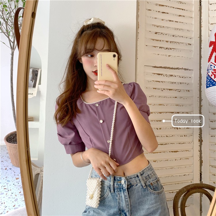 Sơ mi hè cổ vuông cộc tay QC-TikBook Store-Order inbox shop