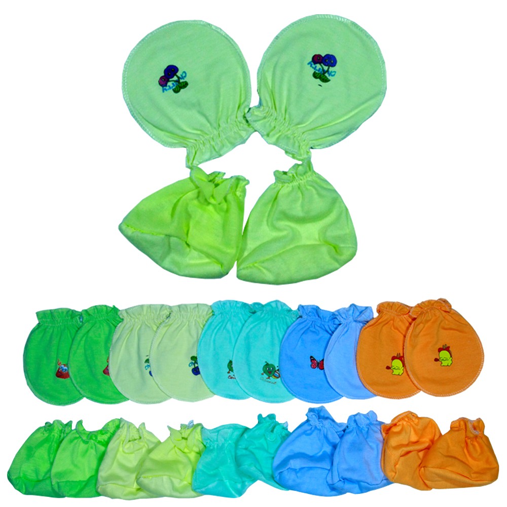 Com bô 10 bộ bao tay + 10 bộ bao chân an toàn cho trẻ sơ sinh