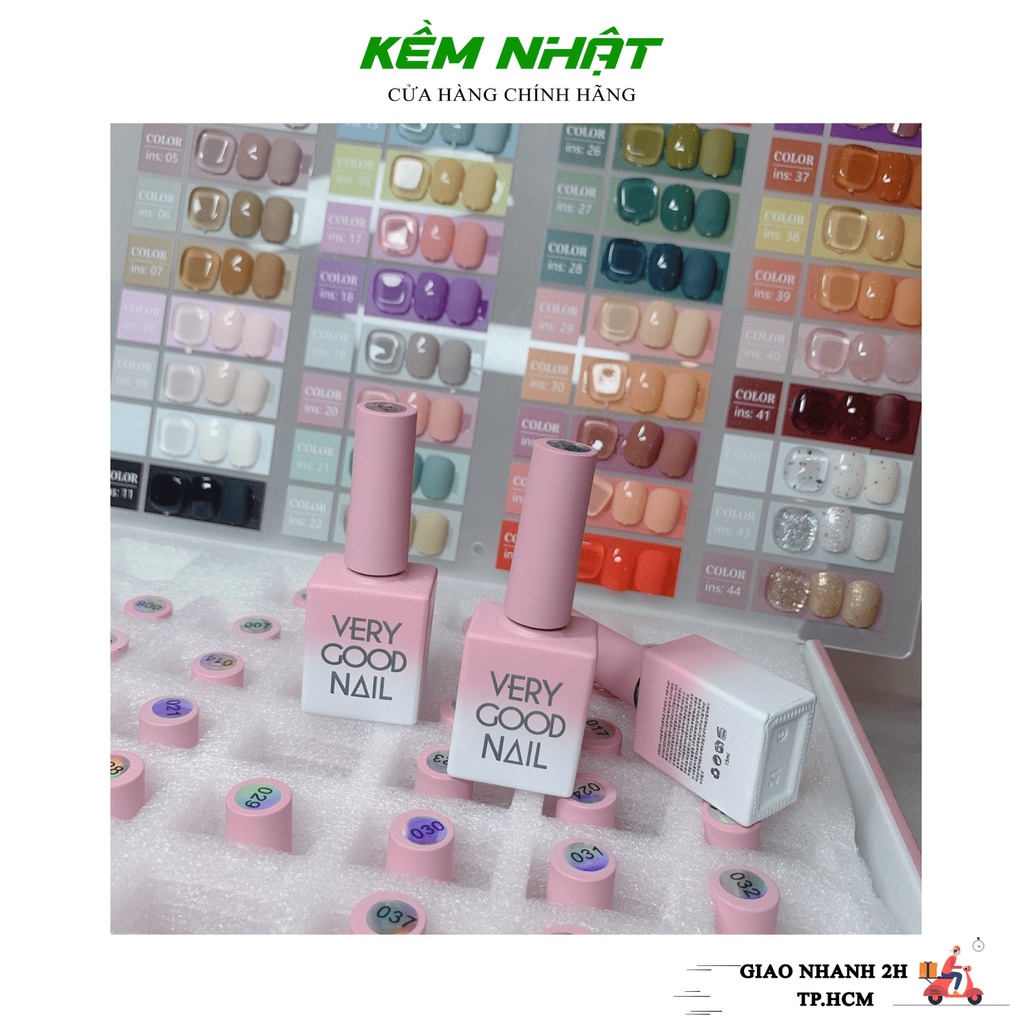 Set Sơn VERY GOOD NAIL CHAI HỒNG 44 Màu - Tặng bảng màu + base và top