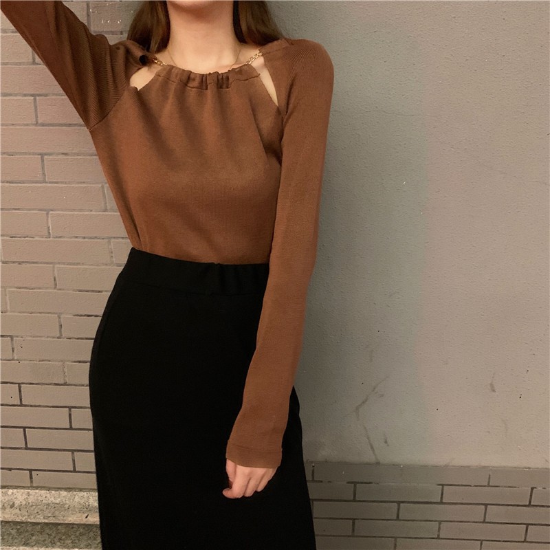 Áo Kiểu Thiết Kế Cổ Yếm Phối Tay Dài Thanh Lịch Thời Trang Mùa Thu Cho Nữ | BigBuy360 - bigbuy360.vn