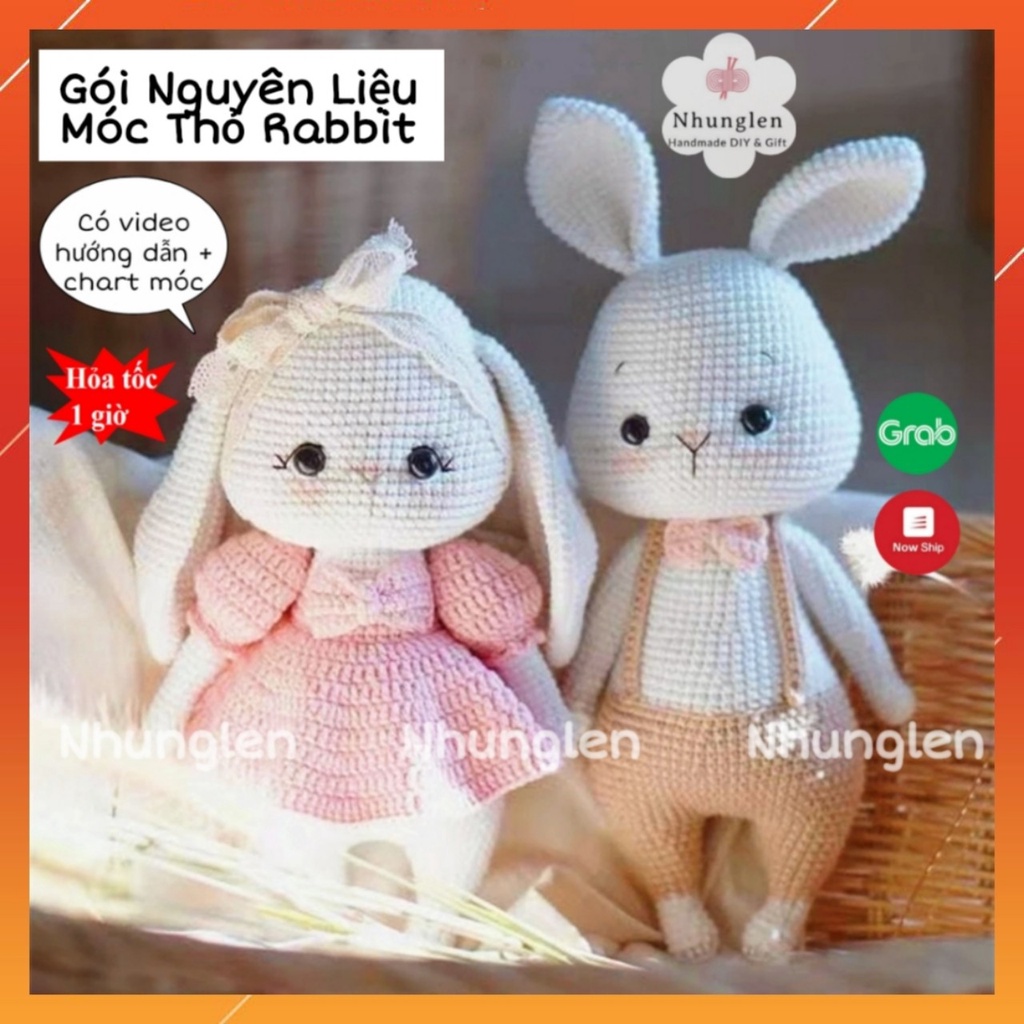 Thỏ Rabbit - DIY Gói Nguyên Liệu Móc Len - Quà Tặng Handmade Tự Làm