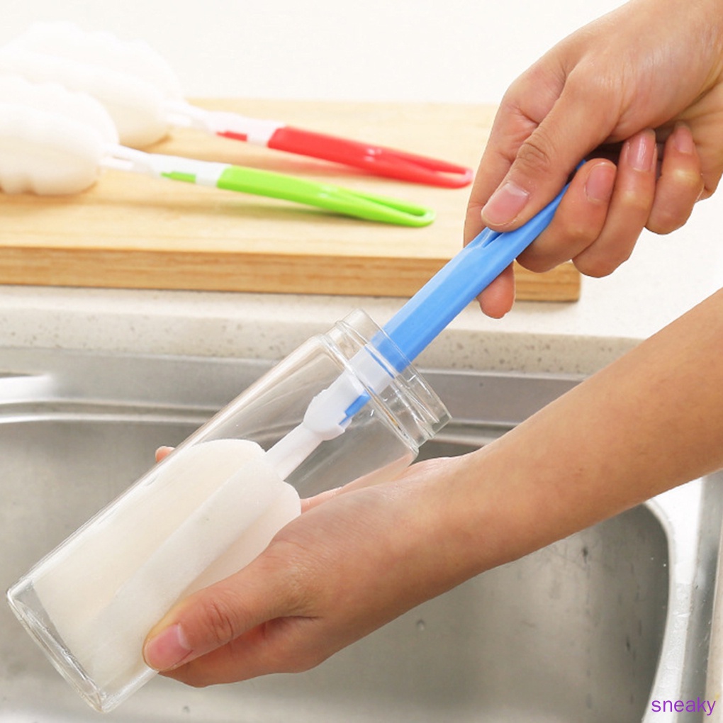 Bàn chải mút xốp PP cán dài màu sắc ngẫu nhiên có thể tháo rời dùng để rửa ly cốc