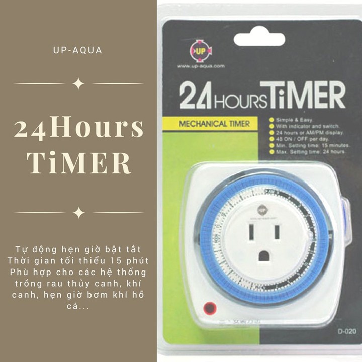 Timer hẹn giờ cơ Up Aqua chuyên dùng thủy canh, hồ cá điều khiển tắt mở thiết bị điện