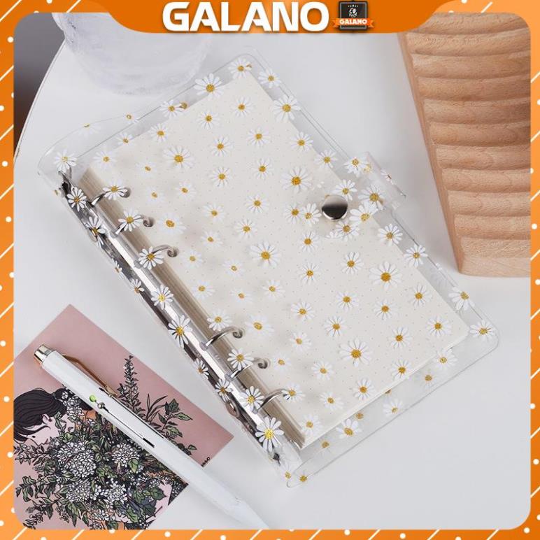 Bìa sổ còng GALANO sổ còng A6 họa tiết hoa cúc phong cách Hàn Quốc độc đáo bắt mắt SN-001392