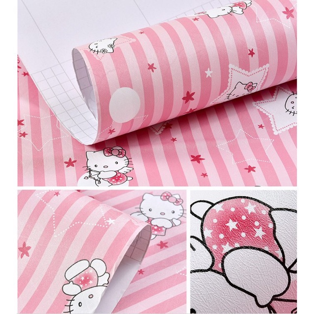 [ RẺ VÔ ĐỊCH ] GIẤY DÁN TƯỜNG KẺ HÌNH HELLO KITTY KHỔ 1m2 CÓ KEO SẴN DÀY BỀN ĐẸP DECAL DÁN TƯỜNG CHỐNG ẨM MỐC