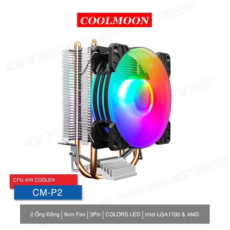Tản Nhiệt CPU Coolmoon P2 Hỗ Trợ Socket 1700 - Tản Nhiệt Khí 2 Ống Đồng