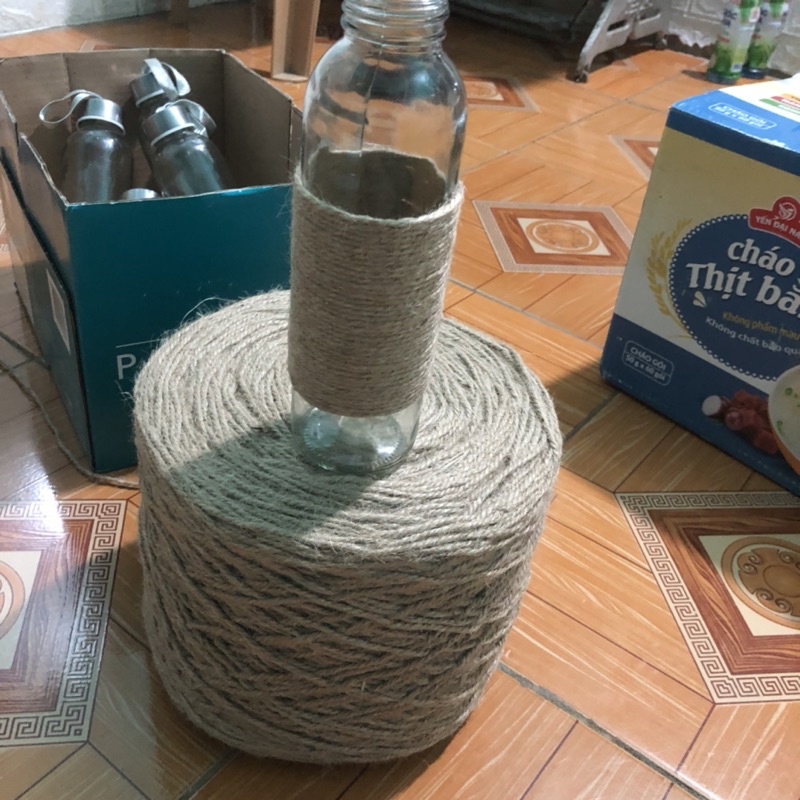 Lọ thuỷ tinh trang trí dây thừng,bình hoa cắm hoa decor trang trí quấn dây gai phong cách vintage