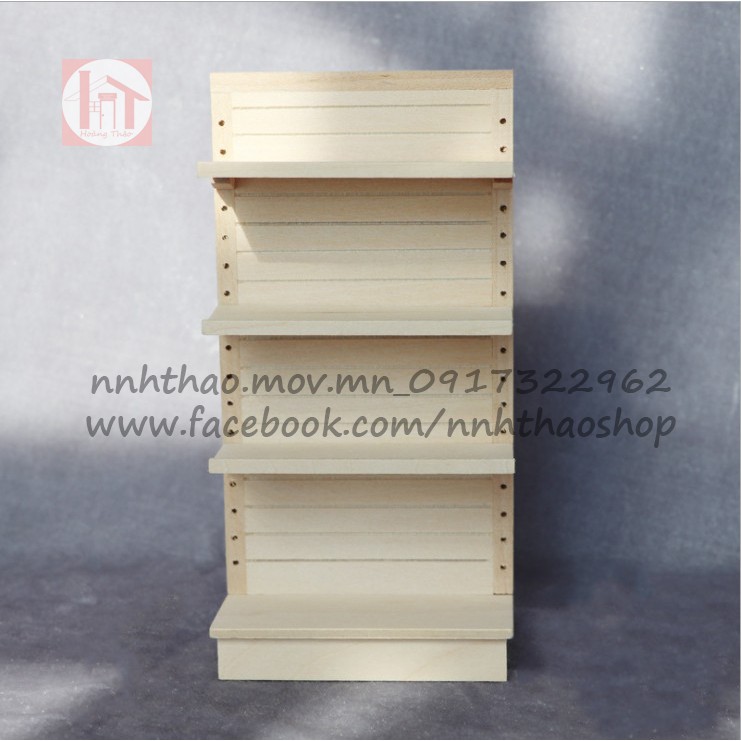 Miniature trang trí mô hình, dollhouse_Kệ gỗ (1:12)