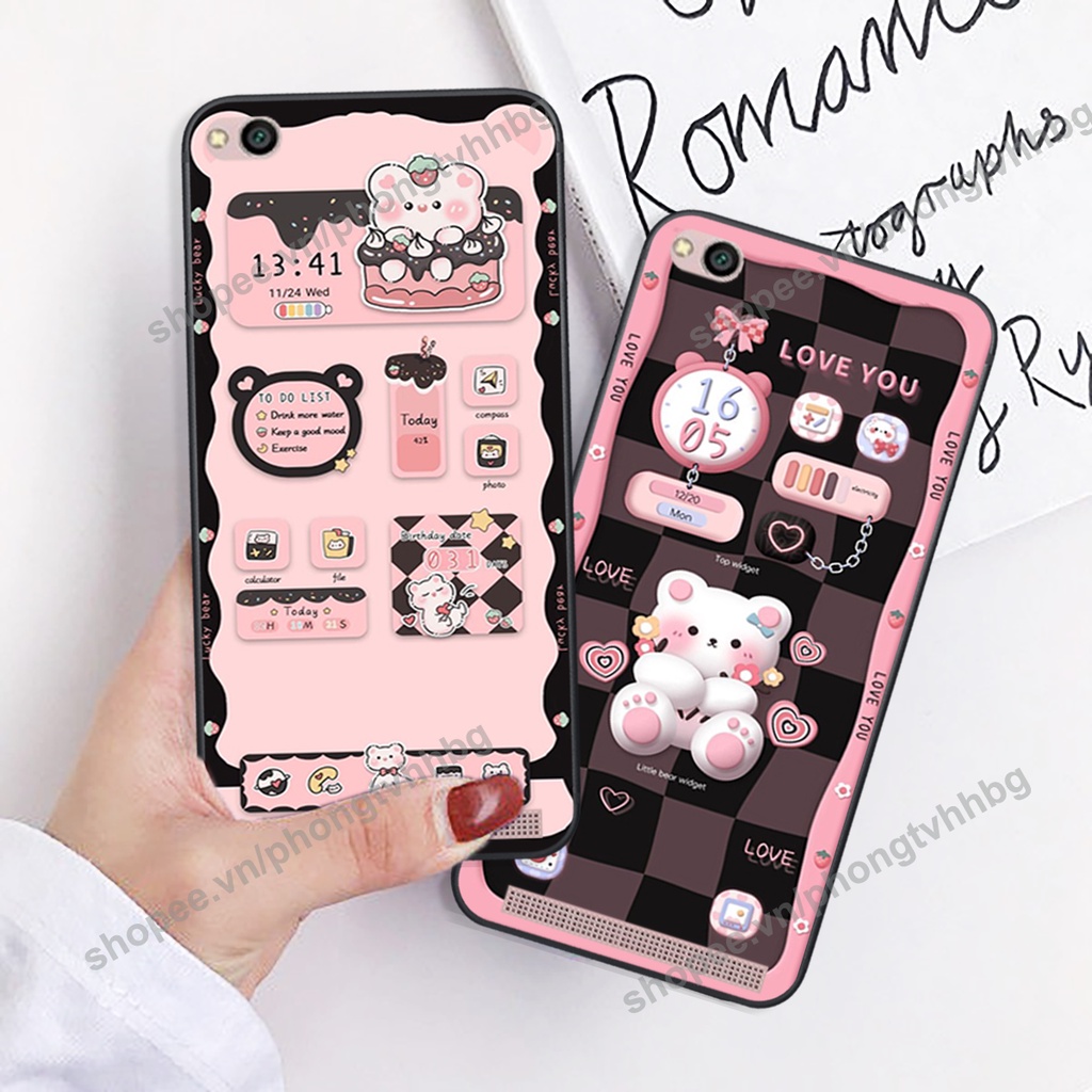 Ốp lưng Xiaomi Redmi 4A / 5A / 6A gấu,thỏ trắng , đồng hồ dễ thương cute cực đẹp