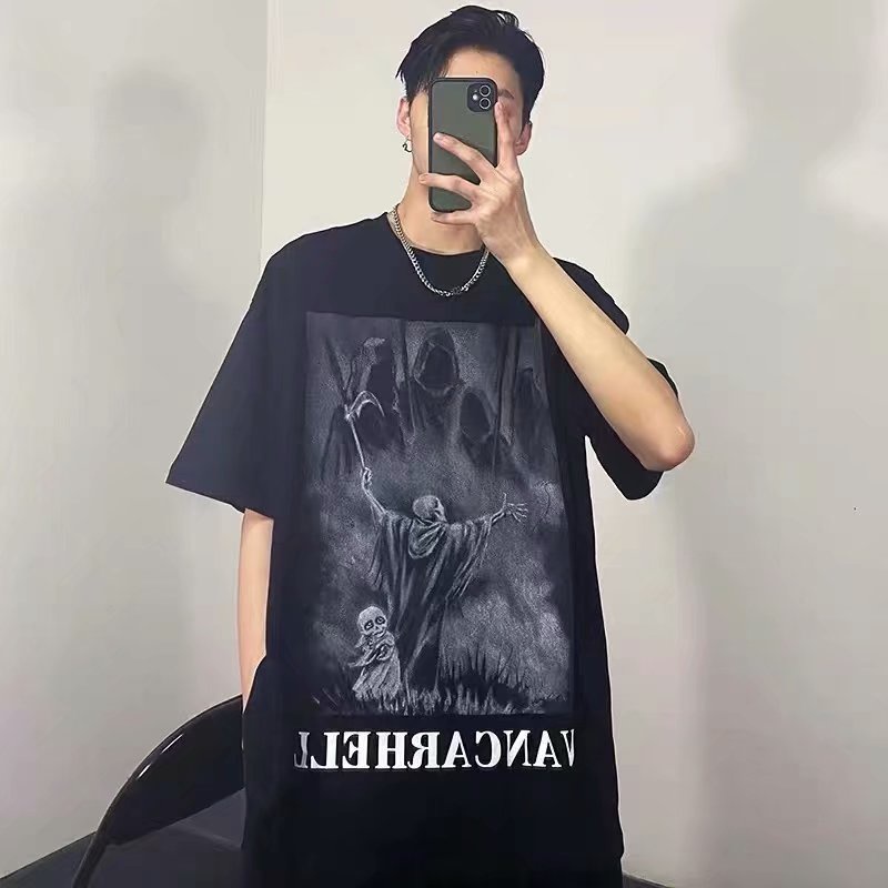 Áo Thun Nam Tay Ngắn Dáng Rộng Phong Cách hip hop Cá Tính Size M-8XL