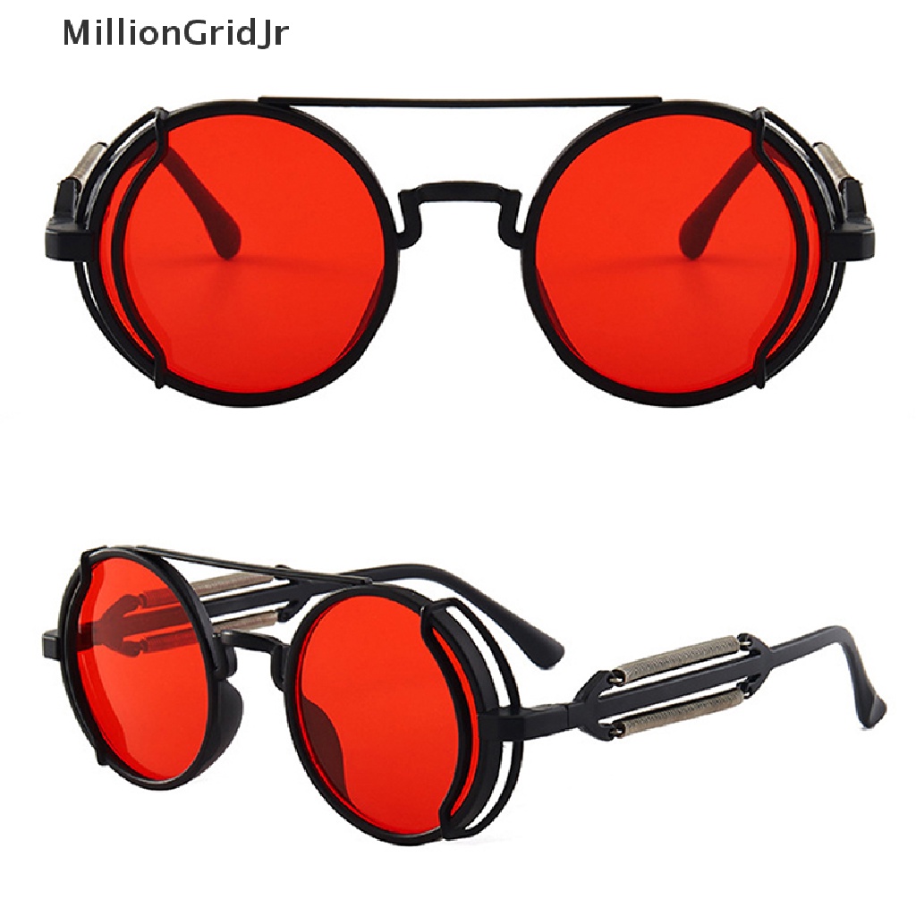 MLG Punk Steampunk Sunglasses Retro Men's Round Punk Eyewear Women UV400 Sunglasses JR