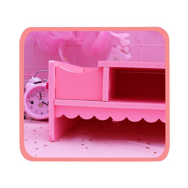 Bàn để laptop mini màu hồng PINK050 [FREESHIP] Pink Xinh Decor nhiều ngăn tiện dụng bàn gỗ pha nhựa