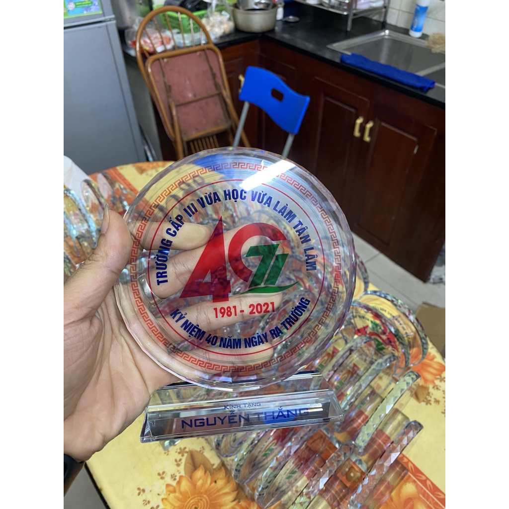 Combo 5 kỷ niệm chương pha lê tròn đường kính 12cm