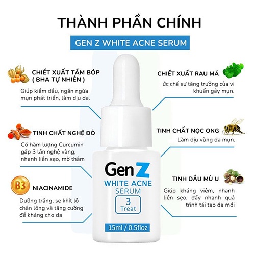 Serum Giảm Mụn Oriskin GenZ White Acne Serum Loại Bỏ Các Loại Mụn 15ml