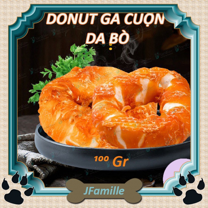 [MAX NGON]Bánh Gặm Mài Răng JFamille, Donut Gà Cuộn Xương Bò, Treat Thưởng Giúp Loại Bỏ Mảng Bám, Giàu Protein - JF95