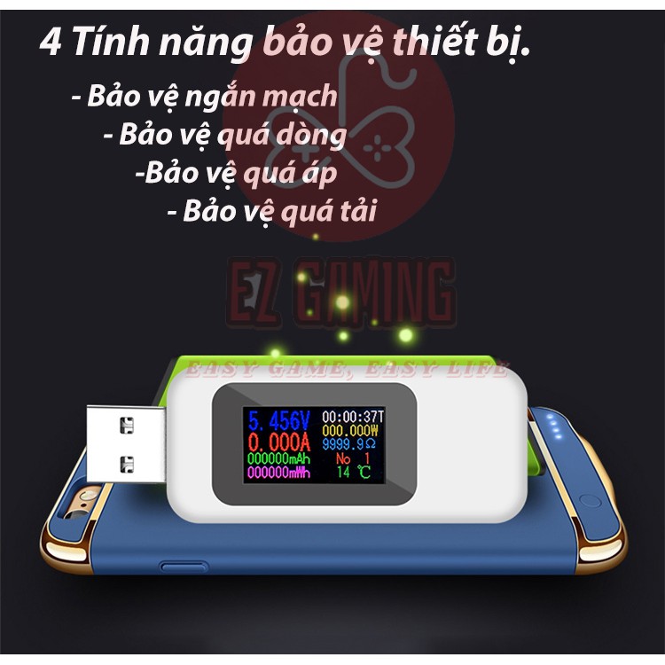 Thiết bị đo dòng điện, điện áp, dung lượng pin, test cáp sạc,củ sạc, pin dự phòng KEWEISI KWS-MX18 Màn hình màu mới 2020