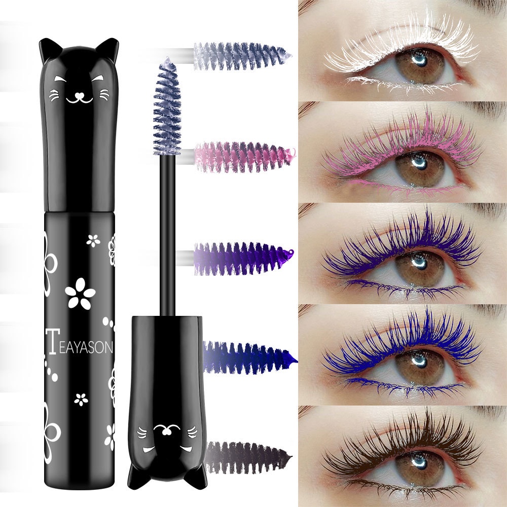 Mascara Nhiều Màu Sắc Làm Cong Và Dày Mi Chống Thấm Nước Màu Đen/Tím/Hồng/Xanh Lá/Cà Phê/Xanh Dương