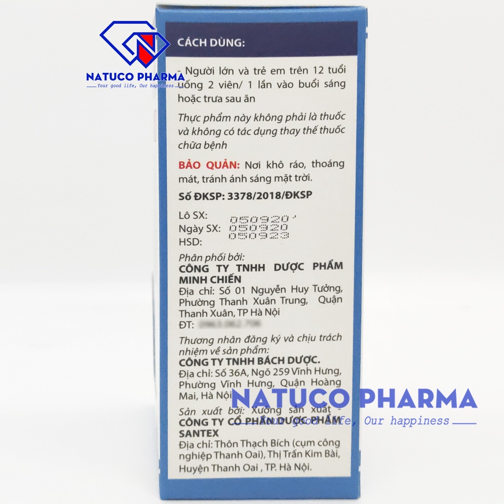 Canxi Nano MK7 Viên uống canxi giúp phát triển hệ xương, răng chắc khỏe, giảm loãng xương, tăng chiều cao - Hộp 30 viên