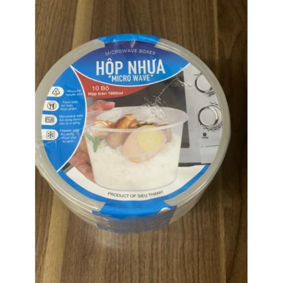 [Kho sỉ]  Combo 10 hộp tròn size 550ml - 1000ml kèm nắp