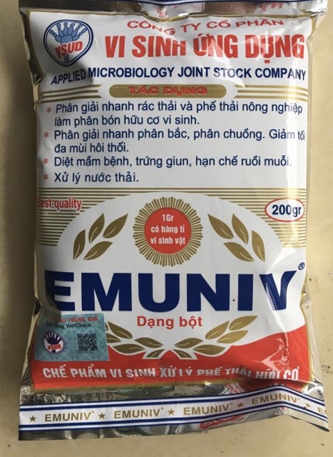 EMUNIV 200 gr ☘️ - (dạng bột) Chế phẩm vi sinh ủ phân hữu cơ